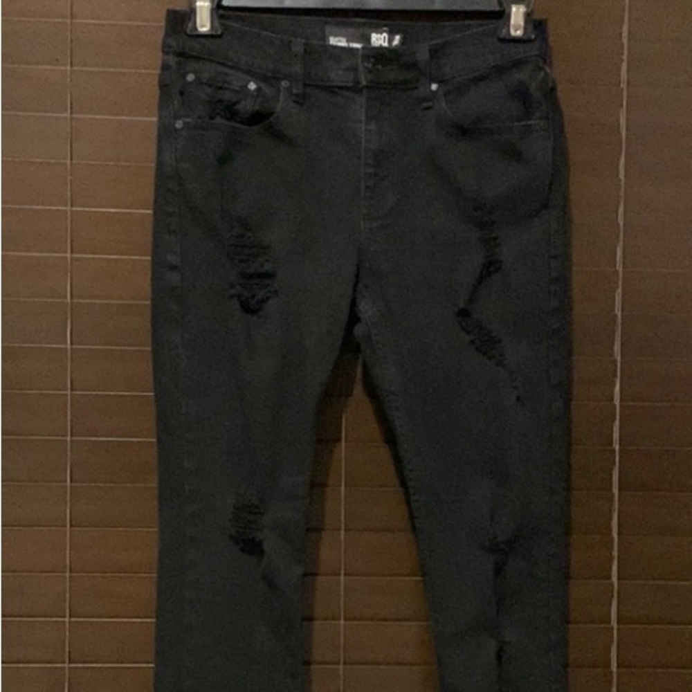 RSQ Skinny Taper Distressed Black Jeans